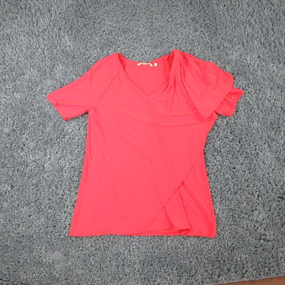 Soft Surroundings Shirt Womens Medium Orange Pink Blend Short Sleeve Layered